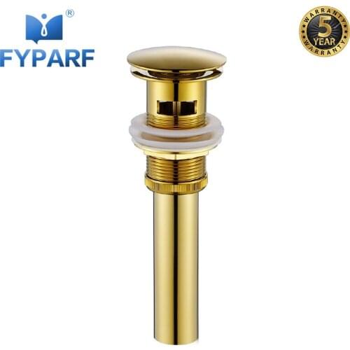 FYPARF Brass Bathroom Basin Waste Pop Up Waste Vanity Vessel Sink Drain Without/With Overflow Basin Plug Gold Bathroom Products