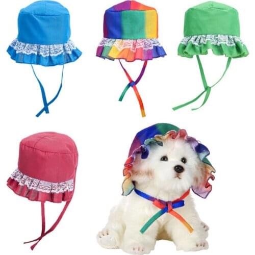 A 8 Styles Summer Pet Dog Hat Cap Lace Headwears Caps For Small Pet Dogs Cats Sun Hat Dogs Accessories Supplies