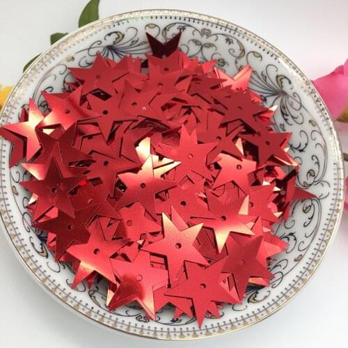LNHOME 50g/Lot 20mm Red Star Sequins Flake Paillette Loose Flat Middle Hole Sequins Sewing Christmas Garment Accessories Sequins