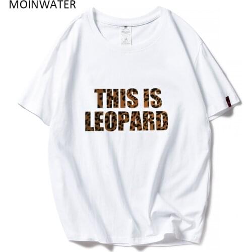 MOINWATER Women Leopard Cotton T shirts Lady New Fashionable Letter Pattern Tees Short Sleeve Female Summer Tops MT1906