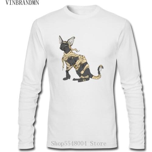 Animal Kitten Cartoon Tops Love Symbol God Hipster Sphinx God T-Shirts 2020 Egyptian Mummy Cat Tee Shirt Men Plus Size Camisetas