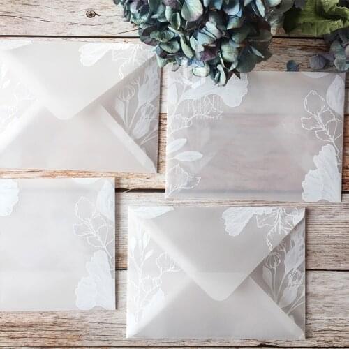 5pcs/lot Translucent Sulfuric Acid Paper Envelope Sets Creative Designs Dreamlike Lace Wedding Invitation Envelopes Party