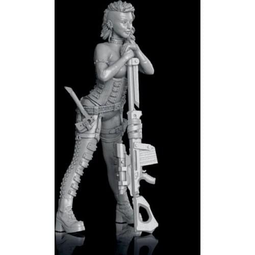 New Unassembled 1/24 75mm ancient warrior girl stand Resin Figure Unpainted Model Kit