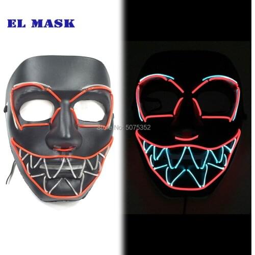 Novelty Steady On Glowing Horror Mask Halloween Party Decor EL Mask Cosplay Mask For Dance DJ Club Bar Parties Rave