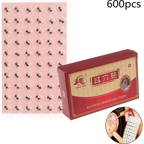 Portable Ear Press Point Pen Massager Probe/600Pcs Auricular Ear Auriculotherapy Acupuncture Vaccaria Therapy Ear Seeds Sticker