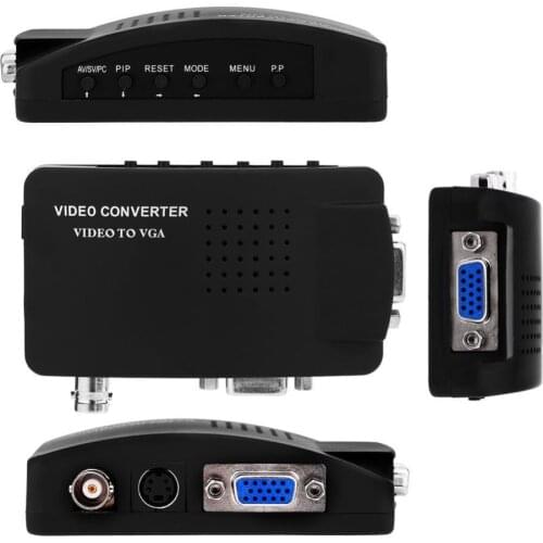 Portable BNC to VGA Video Converter Composite S-video Input to PC VGA Out Adapter Digital Switch Box For PC MACTV Camera DVD DVR