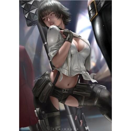 Sexy Cool Green Red Eyes Girl Canvas Posters and Prints Custom Game Shooter Characters Wall Pictures Home Decoration Paintings