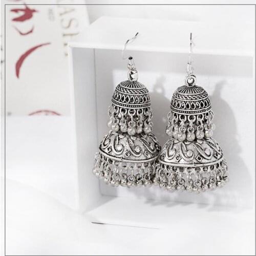 Bohemian Style Ethnic Fashion Drop Earrings Retro Double Alloy Birdcage Copper Bead Tassel Earrings 2020 Gypsy Jewelry