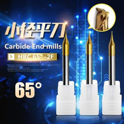 Fine 2 flutes HRC65 Tungsten Carbide Flat square End Mills Spiral Bits CNC Endmill Router Aluminum Nitride Titanium