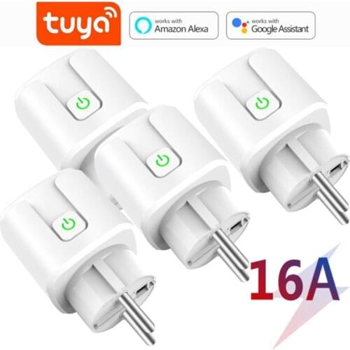 16A Smart WiFi Socket Adapter Tuya Smart Power Socket EU Smart Plug Remote Voice Control Works with Alexa Google Home Smart Life