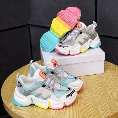 2021 New Fashion Summer Womens Shoes Chunky Sneakers Mixed Colors Ladies Casual Shoes Platform Sneakers Women Shoes Female