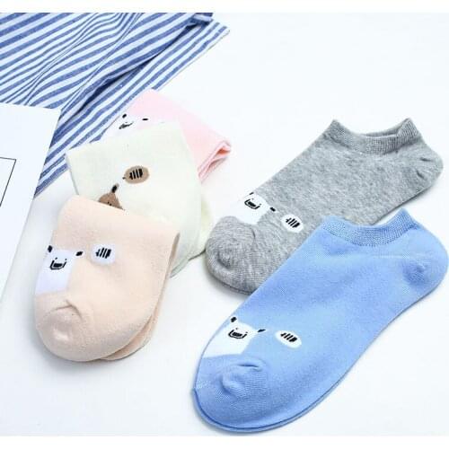 Ladys Casual sock Cotton Leisure Wear Girls Under Wear Female short sock Cartoon Bear breathable Animal Ankle sock Crew Sock