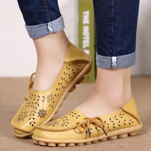 2021 New Shoes Woman Flats Hollow Out Woman Shoes Sewing Baotou Flats For Ladies Solid Color Platform Female Shoes Plus Size