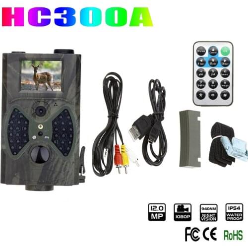 1Pcs Suntek HC300 HC-300A Scouting Hunting Trail Camera 12MP HD Cam 940NM Infrared Wildlife Night Vision IR Trail