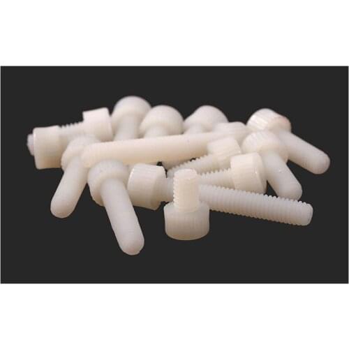 10Pcs M8 x 40mm New L 40 White Plastic Nylon Inner Hexagon Socket Head Cap Screws Knurled Bolt Insolation High-Quality