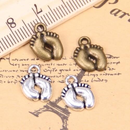 32pcs Charms feet foot 13x10mm Antique Pendants,Vintage Tibetan Silver Jewelry,DIY for bracelet necklace