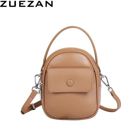 2 Compartments, Girls Vertical Flap Bag, Women Genuine Leather Messenger Bag, Female Shoulder Cross-body Bag, D062