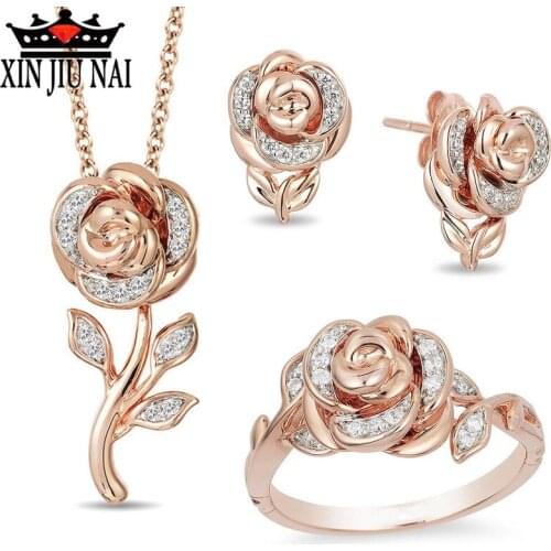 2020 Hot New Arrivals Personalized Luxury Pink Roses Exquisite Womens Jewelry Accessories Valentines Day Gift Wedding Products