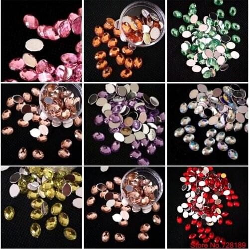 25pcs/pack 6*8MM Oval Glitters Acrylic Drill Diamond 3D Nail Art DIY Rhinestones Decorations