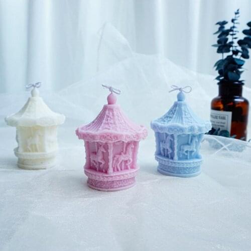 3D Carousel Candle Silicone Mould DIY Plaster Molds For Decoration Wax Paraffin Candle Mold