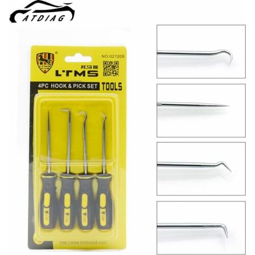 4pcs Extra Long Hook And Pick Car Automotive Set Seal Remover Craft Hobby Tool Straight/Offset/90 Degree/O-Ring Hook Pick
