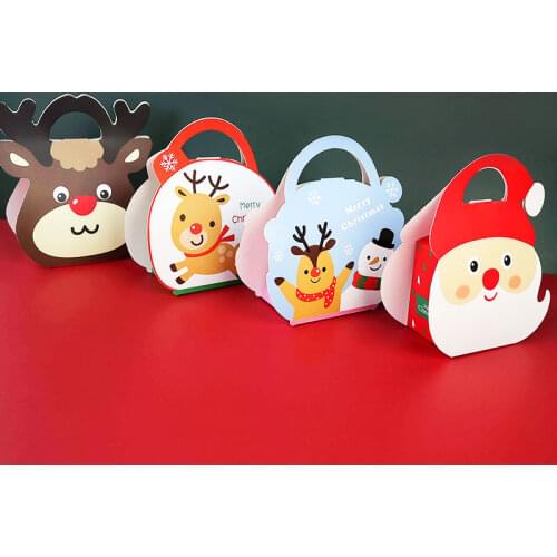 5pcs Cartoon Christmas Gift Box Santa Claus Cookie Candy Packaging Box DIY Christmas Party Favors for Home New Year Xmas Decor