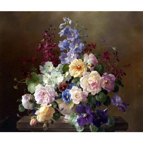 59-46-Needlework Craft Full Embroidery DIY French DMC Quality Counted Cross Stitch Kit 14 ct Oil painting Still life with Fl