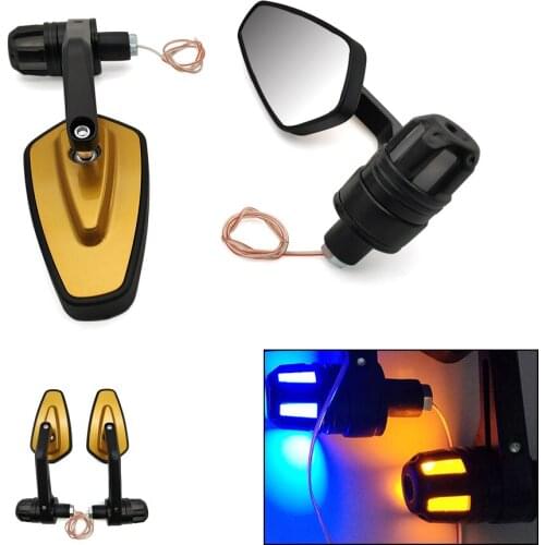 Motorcycle Side Mirror LED Handle Bar End Mirrors Turn Signal light For Kawasaki VERSYS 1000 ZX 10 12 6 R Z 650 900 800 250 300