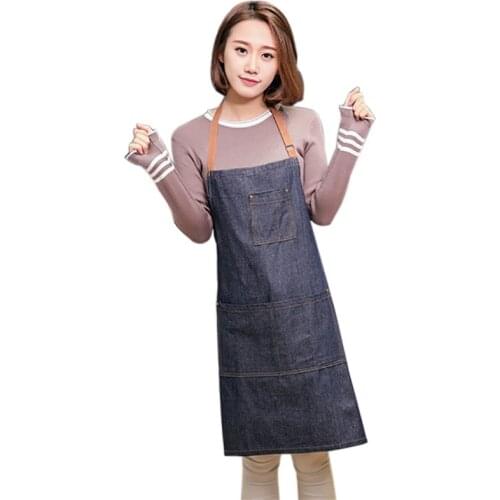 New Aprons Cowboy Simple Antifouling Uniform Unisex Denim Aprons for Woman Mens Kitchen Chef Cooking