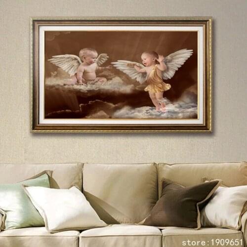 No frame classical religious figures baby angel wing canvas printings oil painting printed on cotton wall art decoration picture
