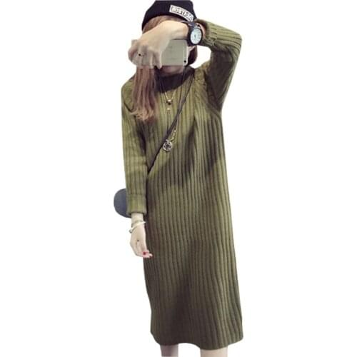 2021 Korean Version New Sweater Sets Woemn Long Jacket Slim Sweaters Dress Knitted Coat Thick Clothing Vestidos MMY264