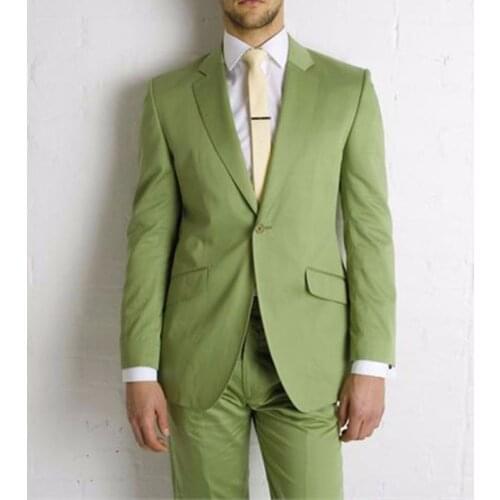 Spring New Tailor Made Men Suits Fashion Leisure Luxury Slim Fit Green Groomsmen Tuxedos Wedding Party Men Clothing Blazer+Pants