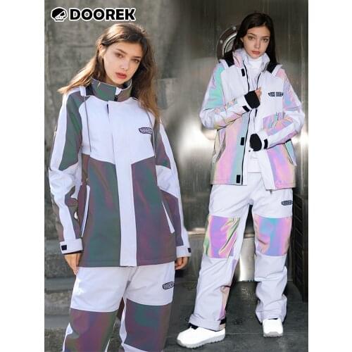 2021doorek Mushroom Head Ski Suit Full Pressure Glue Professional Color Matching Reflective Mens And Womens Fashion Brand Sing