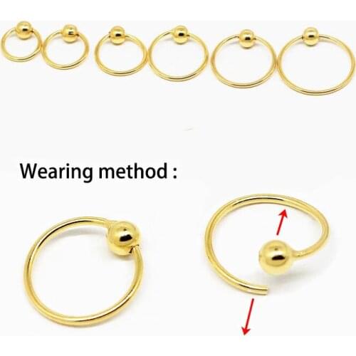 Golden/Gold color Ball Bead Small Hoop Earrings For Women Men 925 Sterling Silver Round Circle Earrings Hoops Ear Bone Hoops