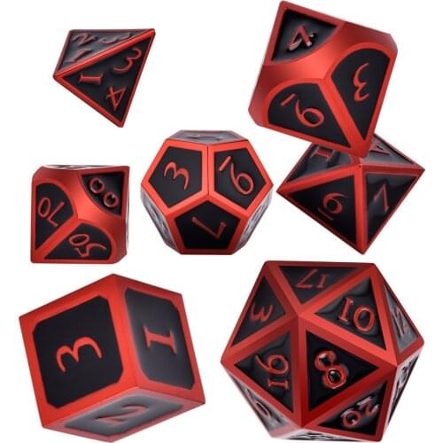 DnD Metal Dice Set with Velvet Pouch, Solid Polyhedral Dice D4 D6 D8 D10 D% D12 D20 Great for RPG D&D MTG