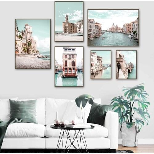 Sea Castle Venice Building Wall Art Canvas Painting Nordic Posters And Prints Landscape Wall Pictures For Living Room Home Decor