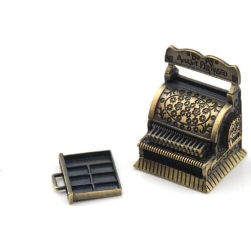 2020 New Vintage Metal Cash Register for Doll Home Decoration 1:12 Dollhouse 1/12 Furniture Miniature Accessories