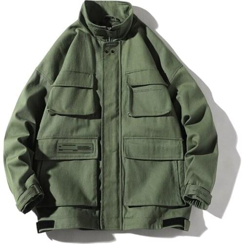 Fall 2021 Mens Load Jacket Street View Solid Color Hip Hop Jacket Long Sleeve Jacket Pocket Mens Shirt