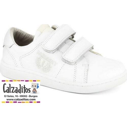 Pablosky Sports in white leather with two fleece