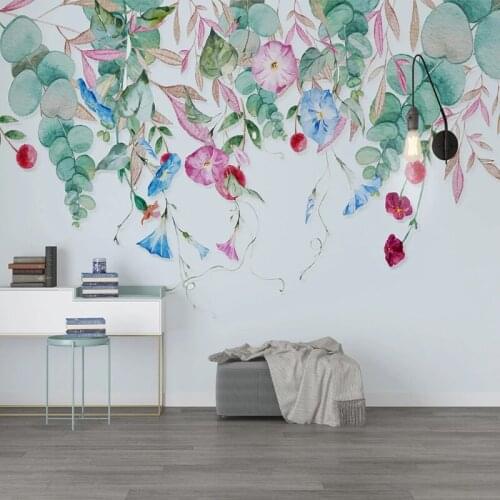 Custom Mural Wallpaper 3D Hand Painted Flowers Fresco Living Room TV Sofa Bedroom Home Decor Self-Adhesive Waterproof 3D Sticker