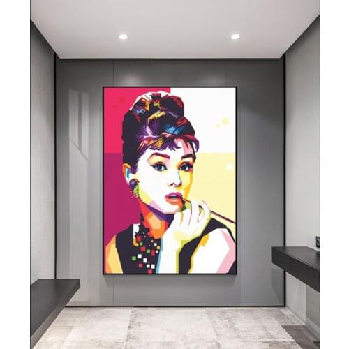Fashion Audrey Hepburn Portrait Canvas Painting on The Wall Posters Prints Movie Star Art Picture for Living Room Nordic Decor