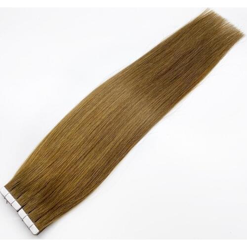Bluelucky One Donor Light Brown Color Remy Human Hair Tape In Extensions Straight 2.5g/Piece