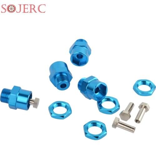 SOJERC 4PCS Metal 12mm to 17mm Wheel Hex Drive Hub Adapter Conversion 15mm Extension Upgrade Parts for 1/10 RC Car Tires
