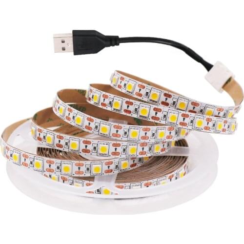 DC 5V USB LED Strip Light 50cm 1M 2M 3M Warm White / White 5050 TV Background Lighting Decoracion