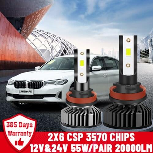 Carshark Turbo H11 Led Headlight Bulbs 4300K 6000K 8000K H8 H9 H1 H4 H7 Auto Lamps 20000Lm Mini 9005 9006 Hb3 Hb4 Car Fog Lights