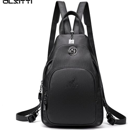 High Quality Leather Backpacks for Women 2021 Designer Shoulder School Solid Color Chest Bag Casual Concise Crossbody Bag