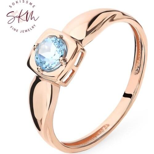 SKM Trendy topaz rings 14k rose gold rings for women Engagement rings designer gift for wife Promise Luxury Fine Jewelry