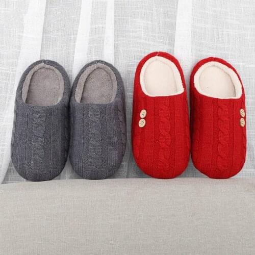 Winter Warm Kids Knitting Wool Slippers Home Couple Plush Warm House Slippers Indoor Shoes Big Size Soft Comfortable Slipper