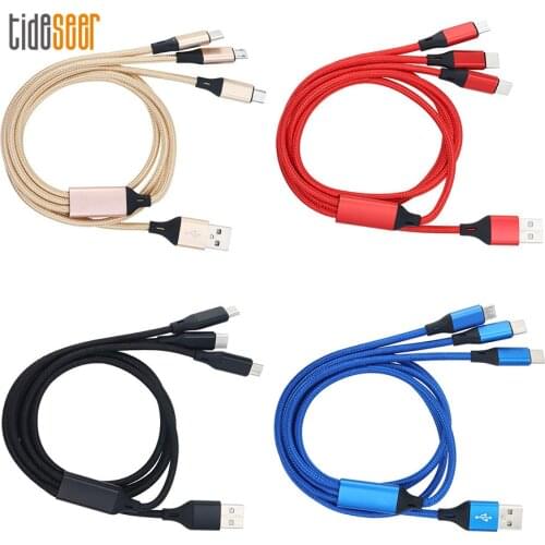 1.2m 3 in 1 USB Cable 3A Micro Usb Type C Fast Charging Cables For iPhone 11 XS Xiaomi Samsung Android Phone Charge Cord 500pcs