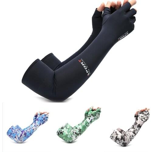 1 pair Unisex Arm Sleeves Men Women Sports Sleeve Solid Color Sun UV Protection Running Cycling Arm Cover Camouflage Arm Warmers